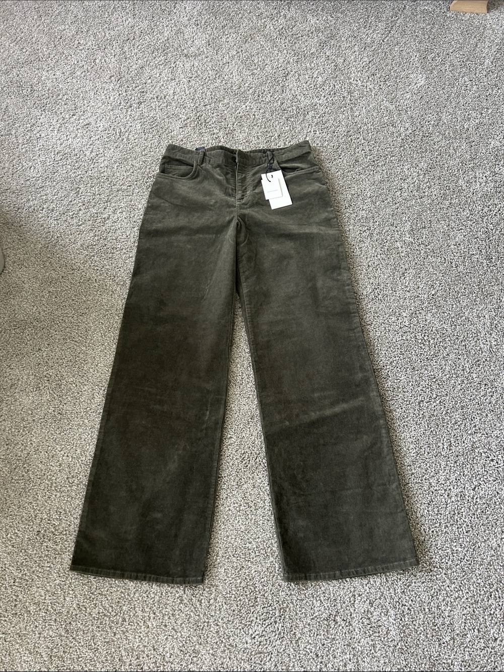 Zara Olive Green Wide Leg Corduroy Pants